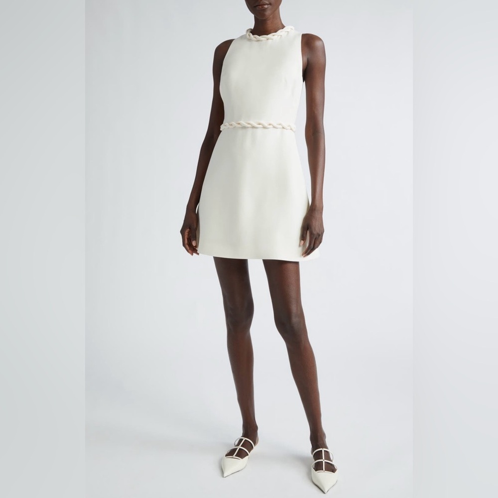 Valentino Garavani Braided Trim Crepe Couture Mini Dress